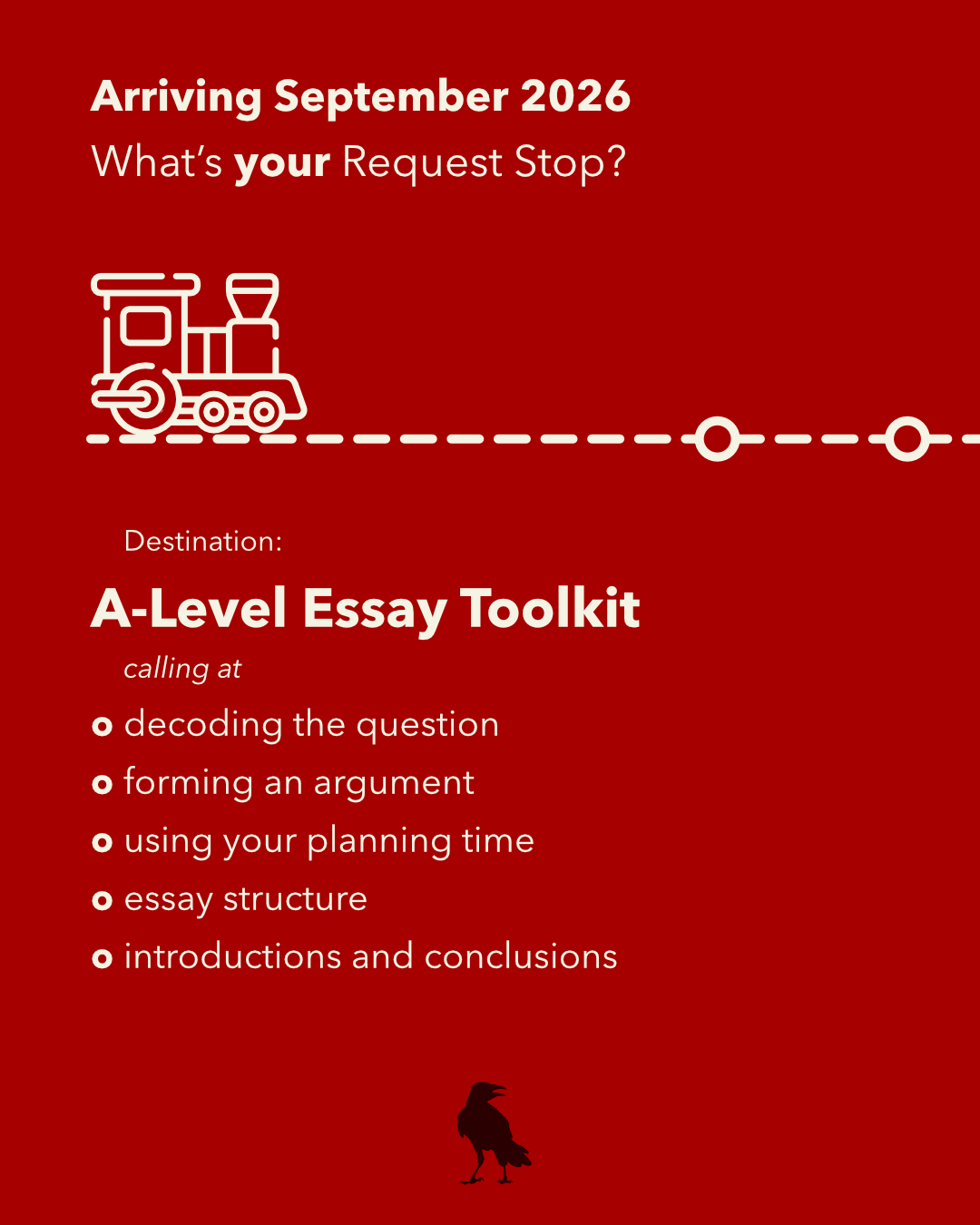 All aboard for the A-Level Essay Toolkit